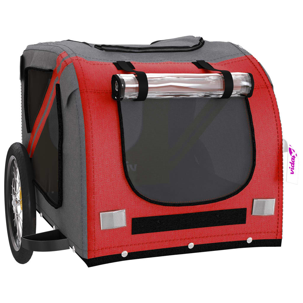 Glamorous Pups : vidaXL Pet Bike Trailer Red and Grey Oxford Fabric, Iron, PVC