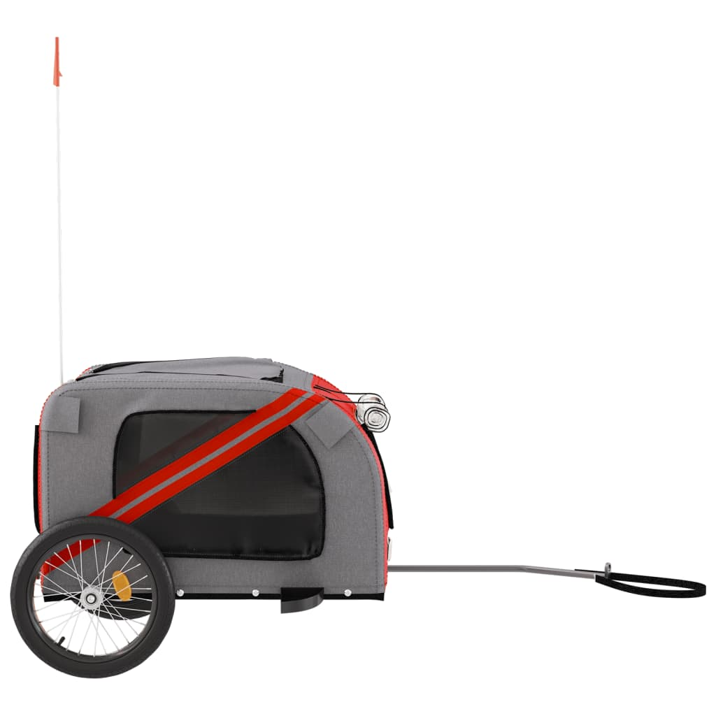 Glamorous Pups : vidaXL Pet Bike Trailer Red and Grey Oxford Fabric, Iron, PVC