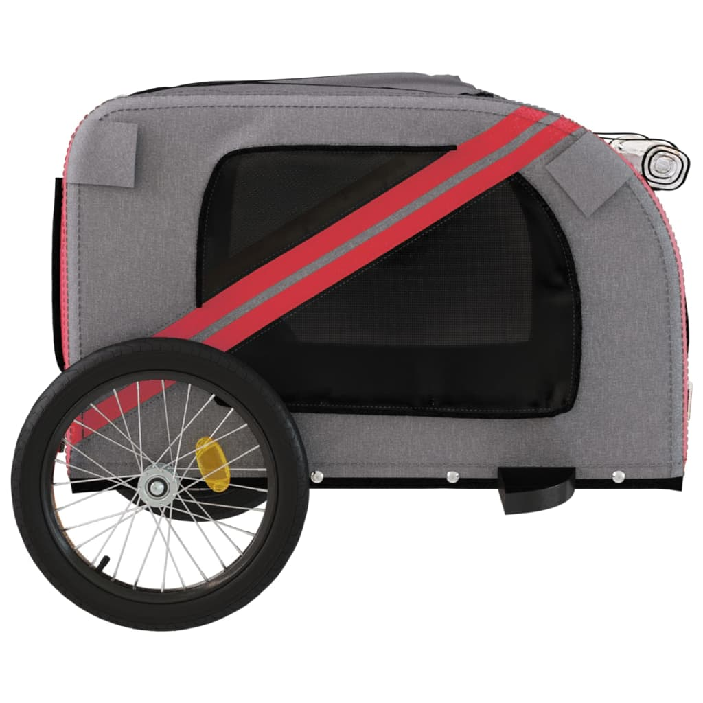 Glamorous Pups : vidaXL Pet Bike Trailer Red and Grey Oxford Fabric, Iron, PVC