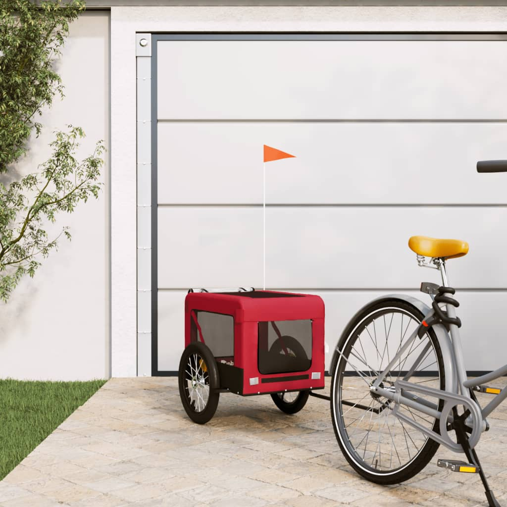 Glamorous Pups : vidaXL Pet Bike Trailer Red and Black Oxford fabric, Iron, PVC Small