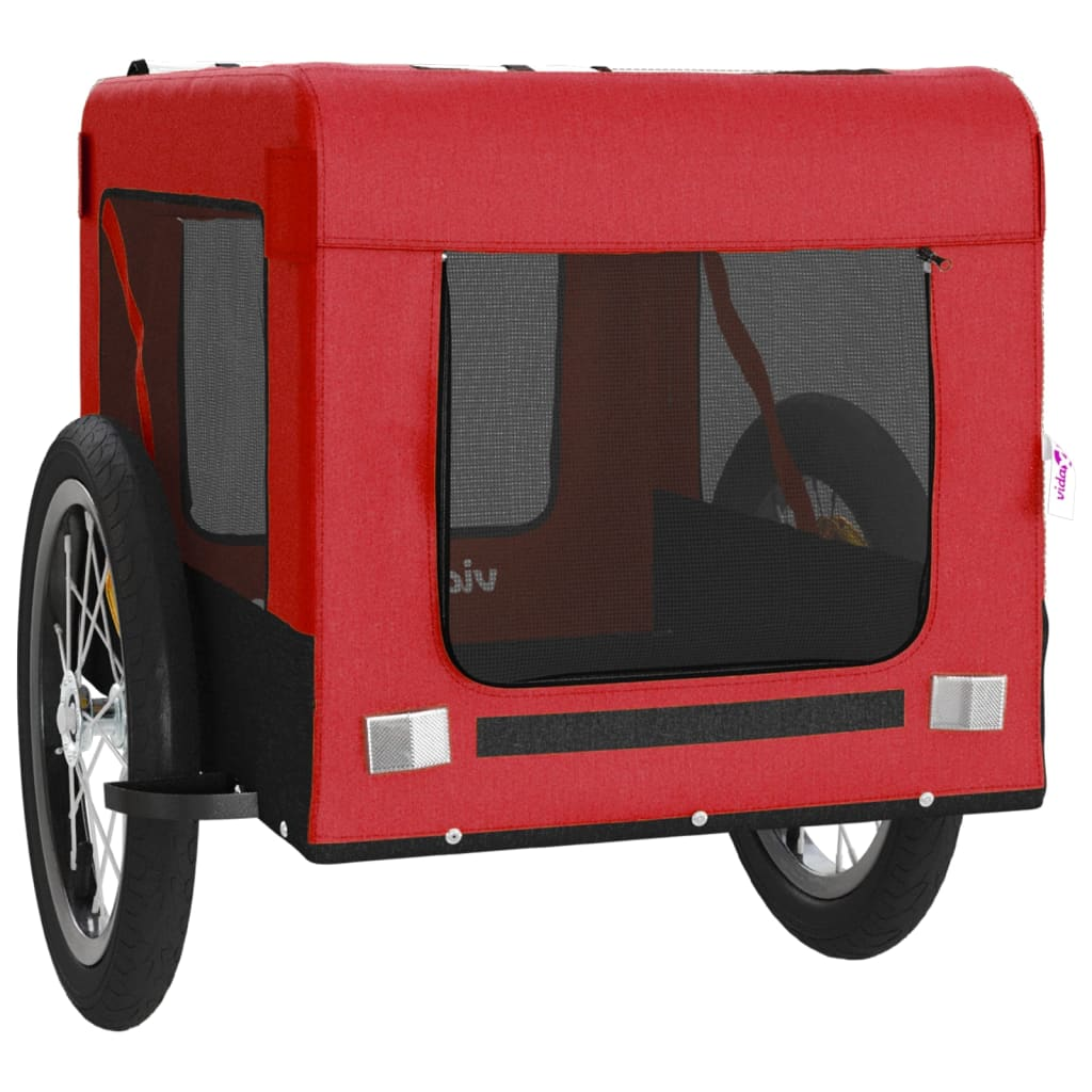 Glamorous Pups : vidaXL Pet Bike Trailer Red and Black Oxford fabric, Iron, PVC Small