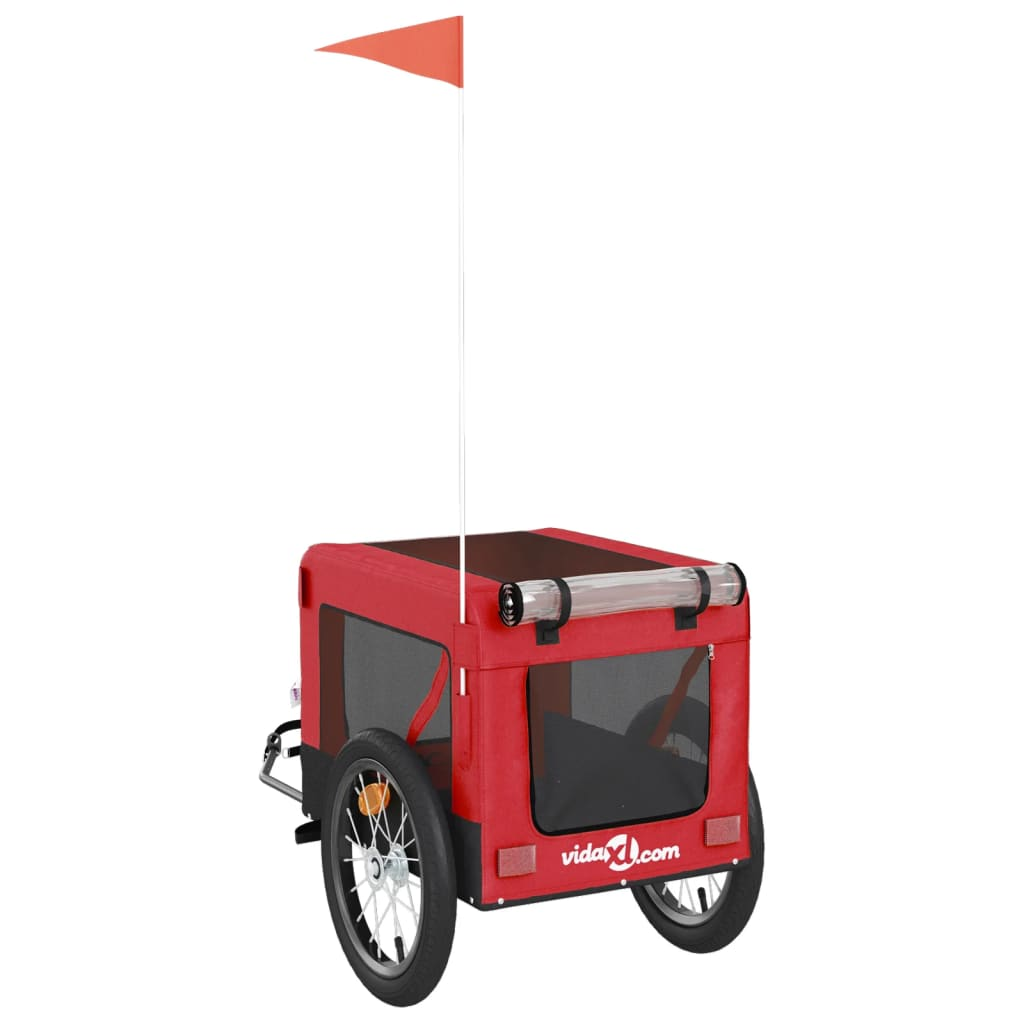 Glamorous Pups : vidaXL Pet Bike Trailer Red and Black Oxford fabric, Iron, PVC Small