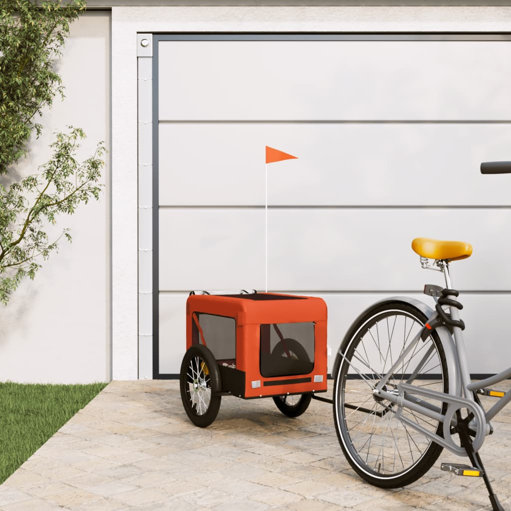 Glamorous Pups : vidaXL Pet Bike Trailer Orange and Black Oxford fabric and iron Durable