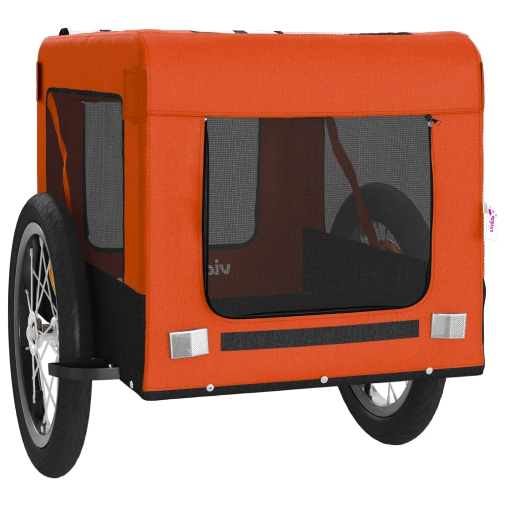 Glamorous Pups : vidaXL Pet Bike Trailer Orange and Black Oxford fabric and iron Durable