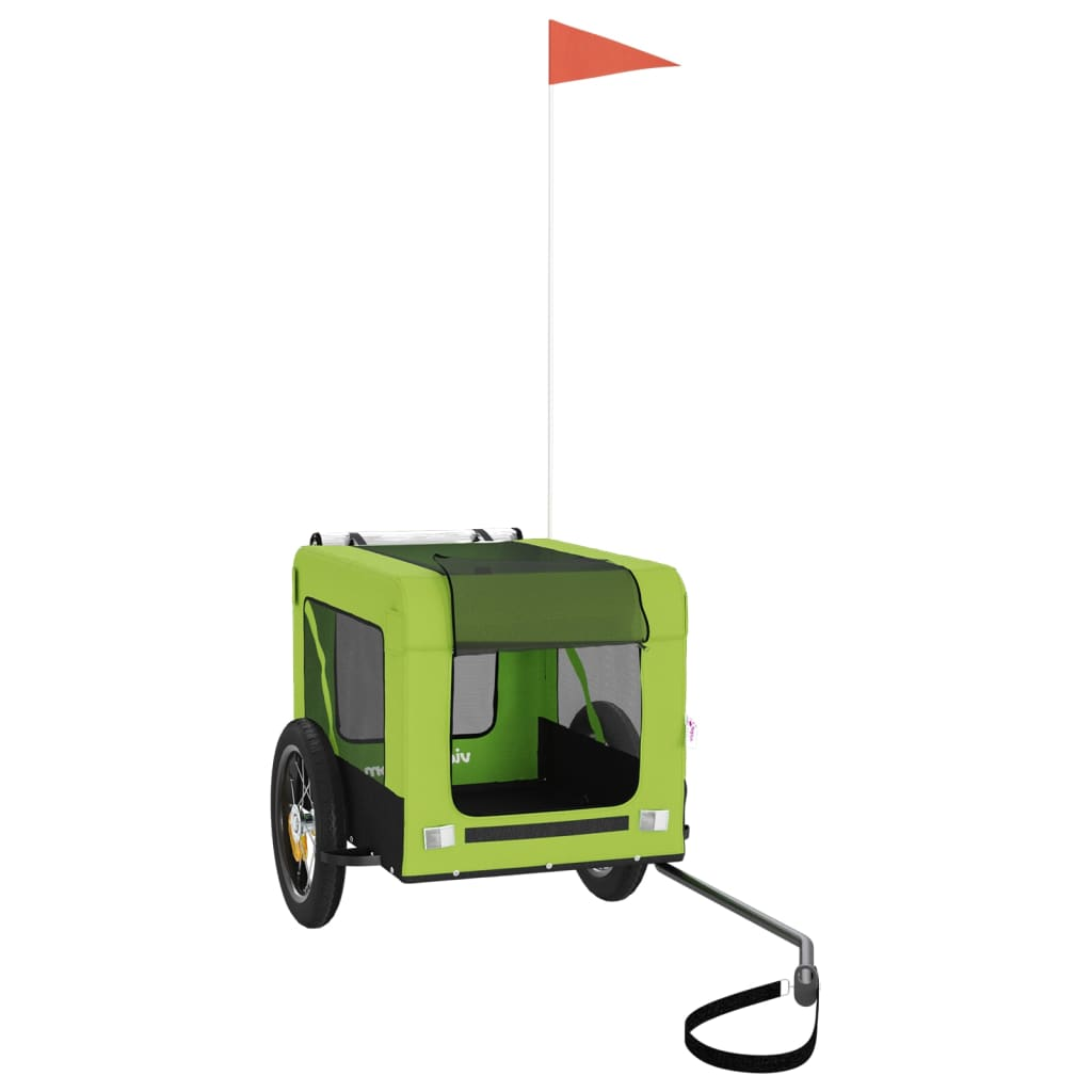 Glamorous Pups : vidaXL Pet Bike Trailer Green and black Oxford fabric, iron, PVC