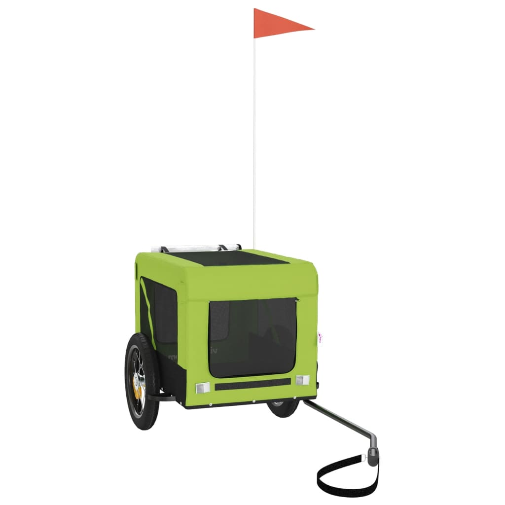 Glamorous Pups : vidaXL Pet Bike Trailer Green and black Oxford fabric, iron, PVC