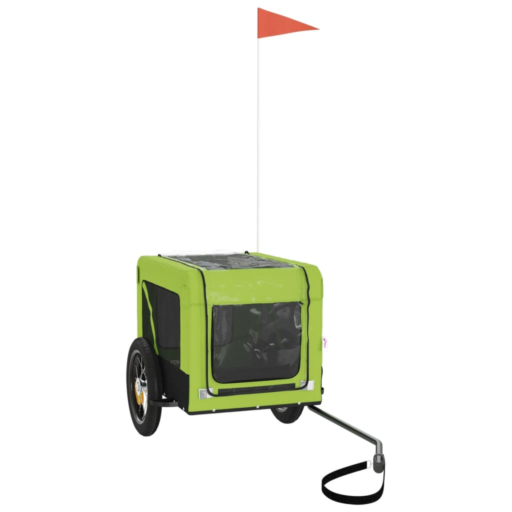 Glamorous Pups : vidaXL Pet Bike Trailer Green and black Oxford fabric, iron, PVC