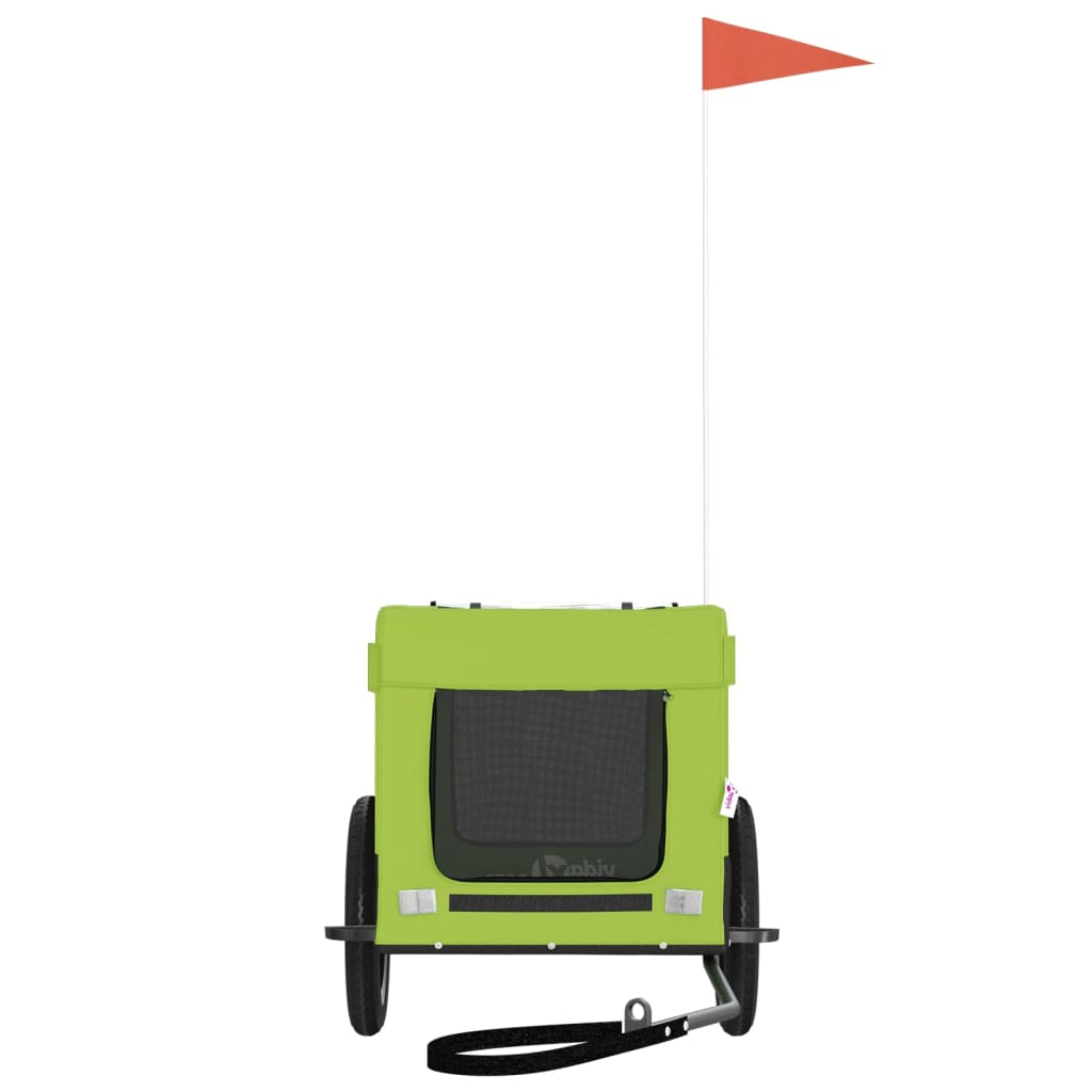 Glamorous Pups : vidaXL Pet Bike Trailer Green and black Oxford fabric, iron, PVC