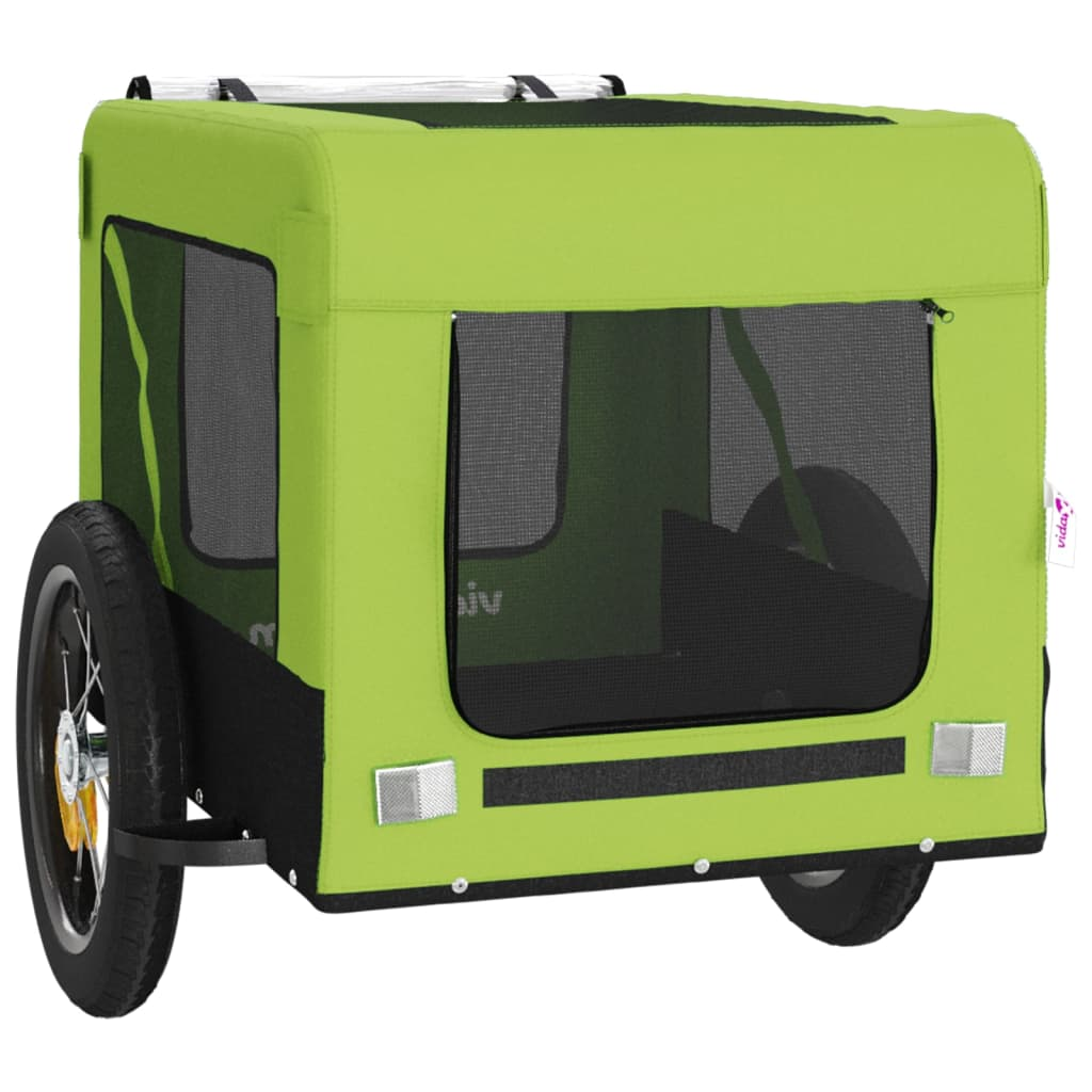 Glamorous Pups : vidaXL Pet Bike Trailer Green and black Oxford fabric, iron, PVC