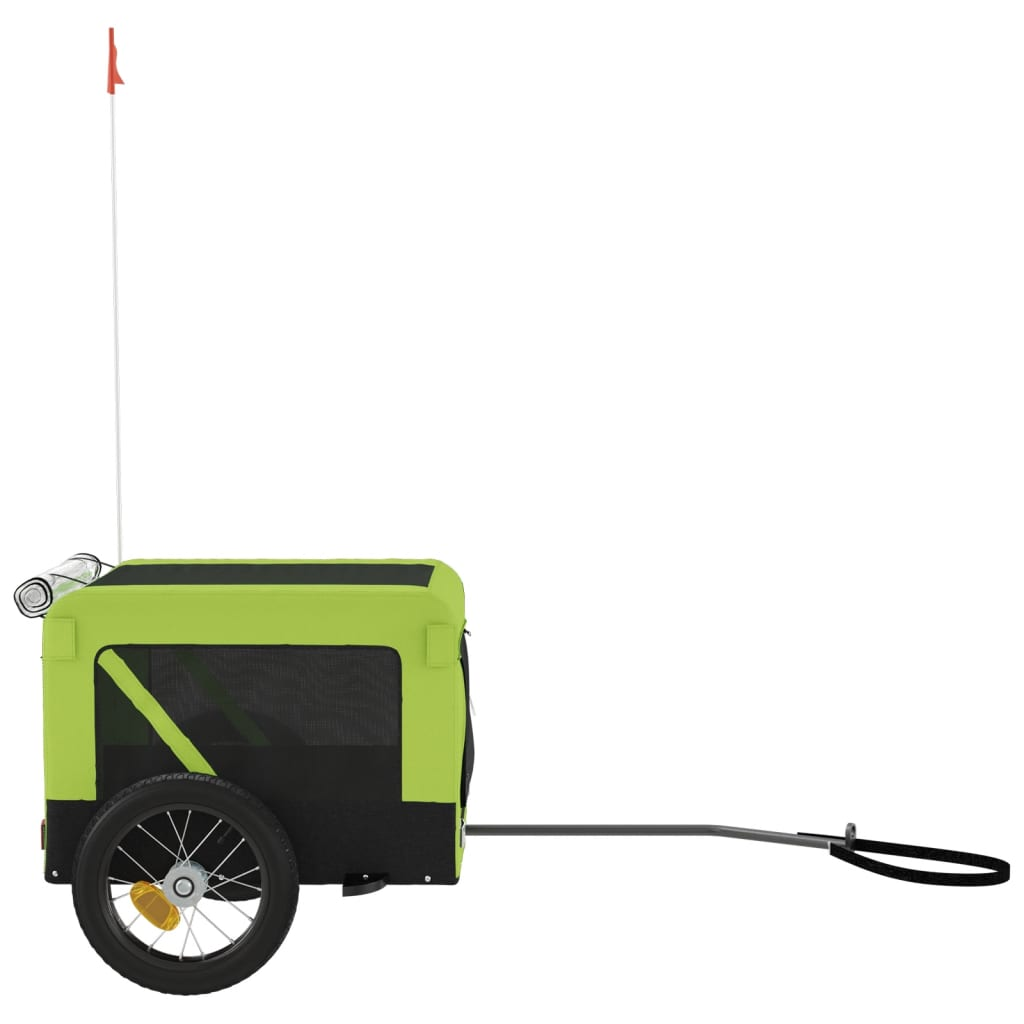 Glamorous Pups : vidaXL Pet Bike Trailer Green and black Oxford fabric, iron, PVC
