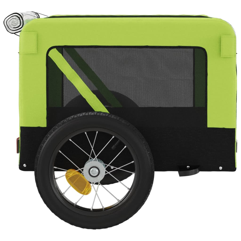 Glamorous Pups : vidaXL Pet Bike Trailer Green and black Oxford fabric, iron, PVC