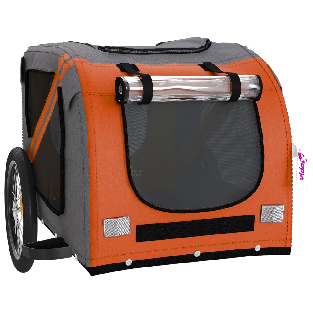 Glamorous Pups : vidaXL Pet Bike Trailer Orange and Black Oxford fabric, Iron, PVC Small