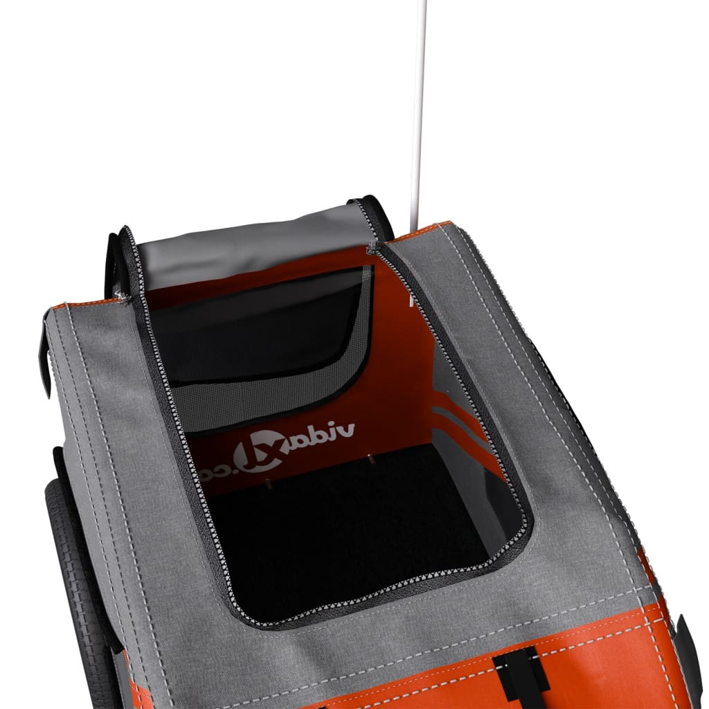 Glamorous Pups : vidaXL Pet Bike Trailer Orange and Black Oxford fabric, Iron, PVC Small