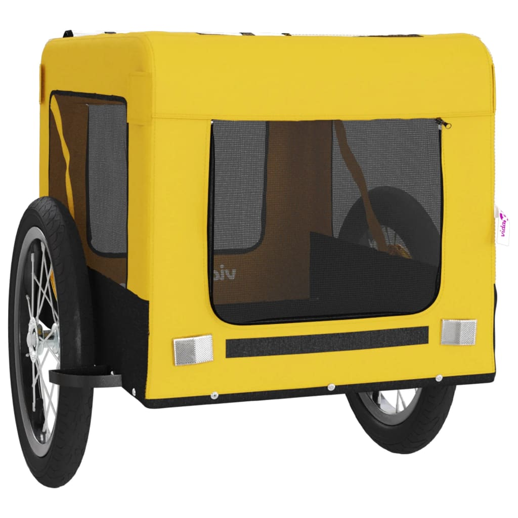 Glamorous Pups : vidaXL Pet Bike Trailer Yellow and Black Oxford fabric Medium