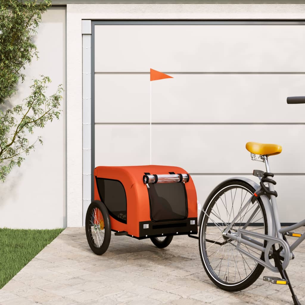 Glamorous Pups : vidaXL Pet Bike Trailer Orange and Black Oxford Fabric, Iron, PVC