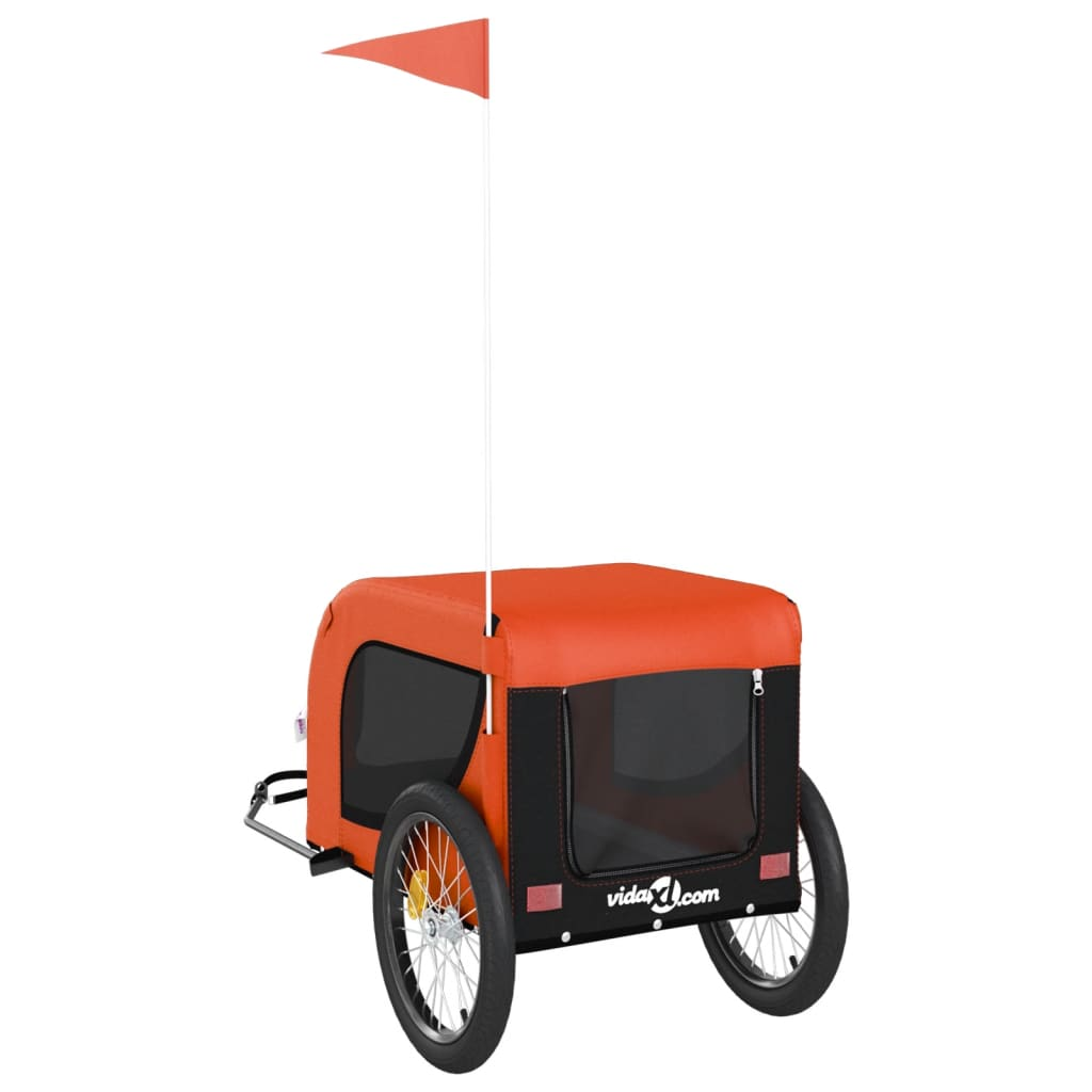 Glamorous Pups : vidaXL Pet Bike Trailer Orange and Black Oxford Fabric, Iron, PVC