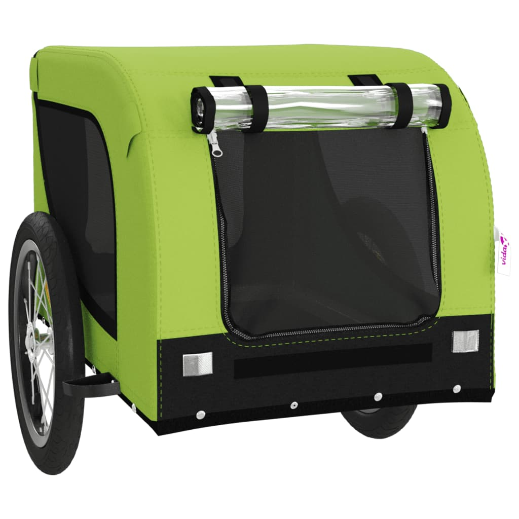 Glamorous Pups : vidaXL Pet Bike Trailer Green and Black Oxford Fabric, Iron, PVC Medium