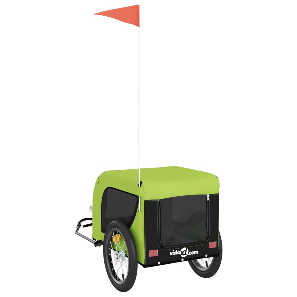 Glamorous Pups : vidaXL Pet Bike Trailer Green and Black Oxford Fabric, Iron, PVC Medium