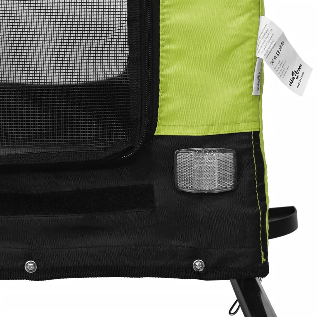 Glamorous Pups : vidaXL Pet Bike Trailer Green and Black Oxford Fabric, Iron, PVC Medium