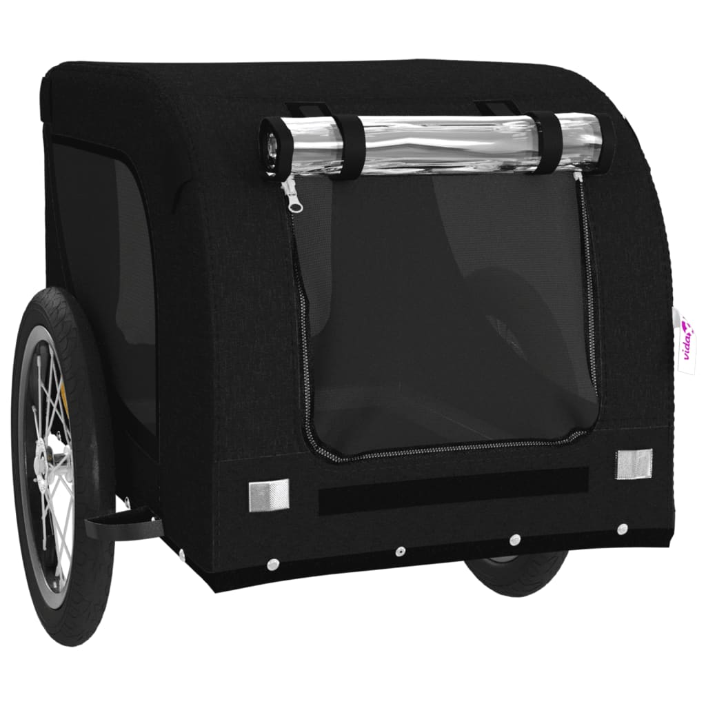 Glamorous Pups : vidaXL Pet Bike Trailer Black Oxford fabric, iron, PVC Small Foldable