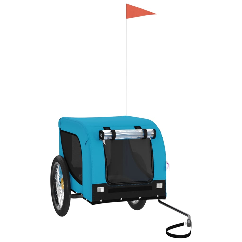 Glamorous Pups : vidaXL Pet Bike Trailer Blue and Black Oxford fabric, iron, PVC