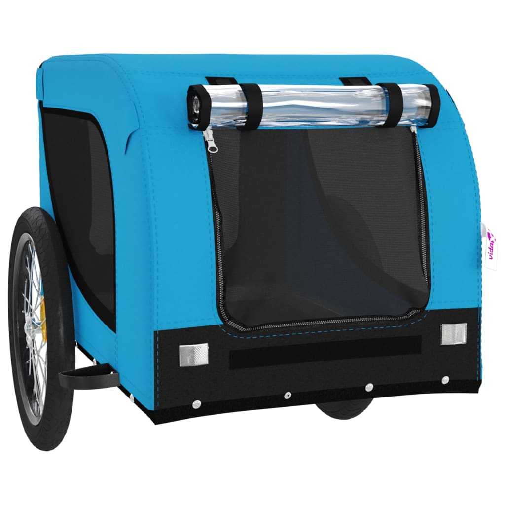 Glamorous Pups : vidaXL Pet Bike Trailer Blue and Black Oxford fabric, iron, PVC