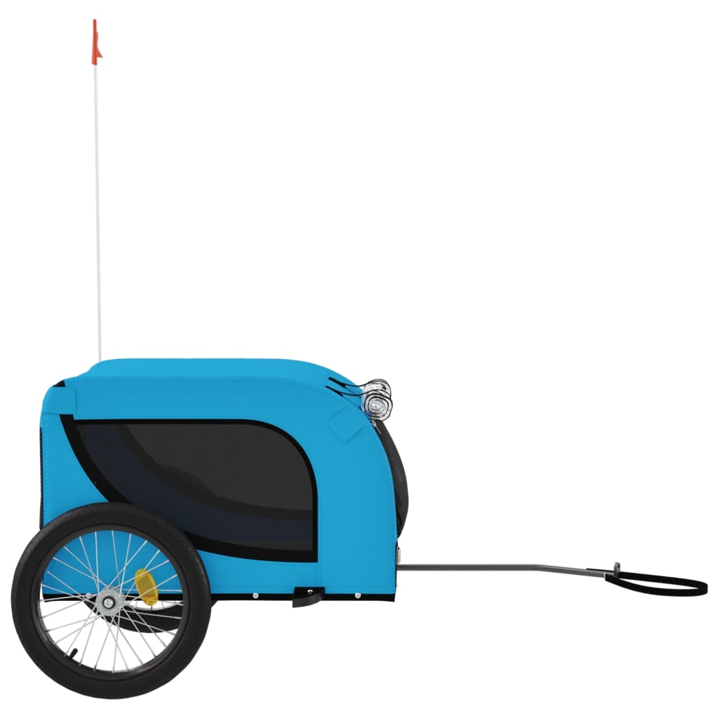 Glamorous Pups : vidaXL Pet Bike Trailer Blue and Black Oxford fabric, iron, PVC