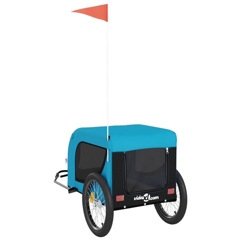 Glamorous Pups : vidaXL Pet Bike Trailer Blue and Black Oxford fabric, iron, PVC