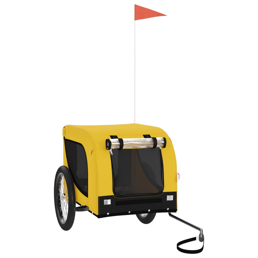 Glamorous Pups : vidaXL Pet Bike Trailer Yellow and Black Oxford Fabric, Iron, PVC Small