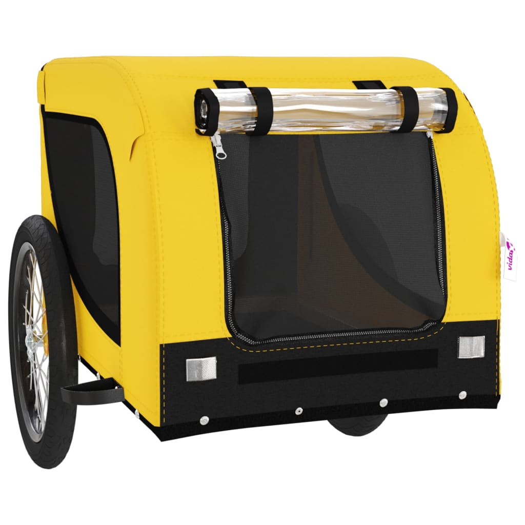 Glamorous Pups : vidaXL Pet Bike Trailer Yellow and Black Oxford Fabric, Iron, PVC Small
