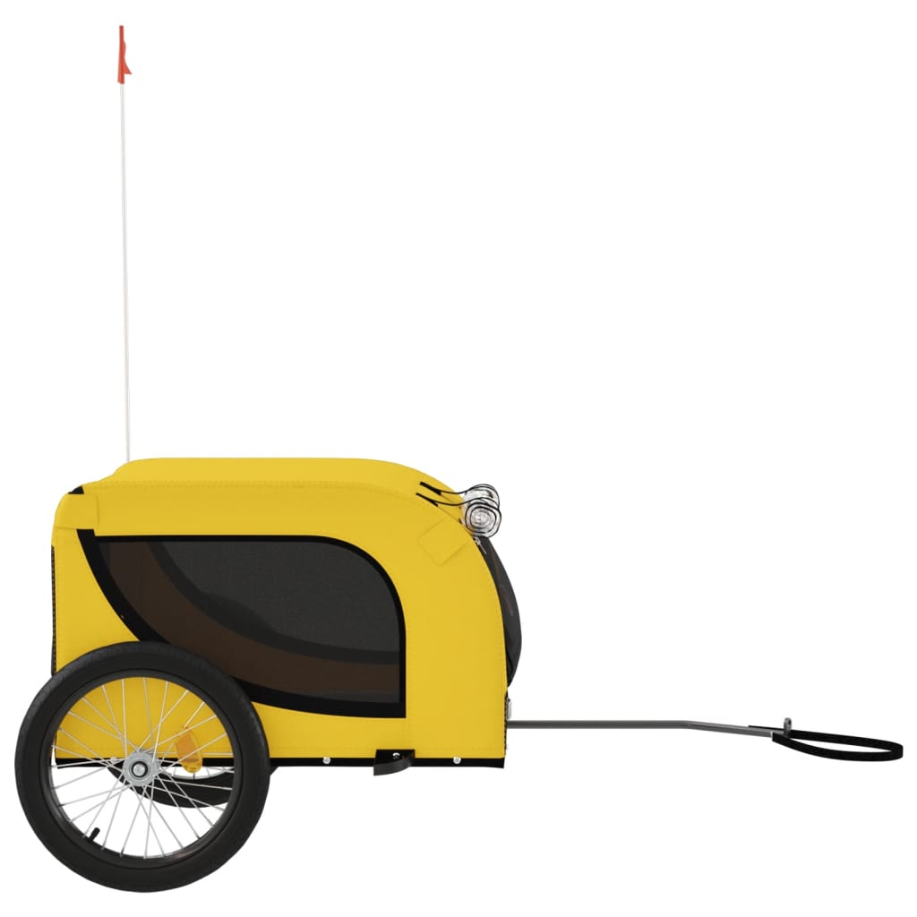 Glamorous Pups : vidaXL Pet Bike Trailer Yellow and Black Oxford Fabric, Iron, PVC Small