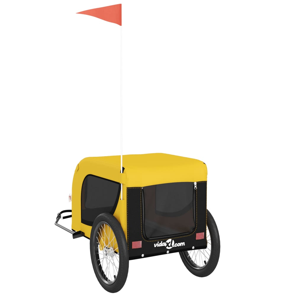 Glamorous Pups : vidaXL Pet Bike Trailer Yellow and Black Oxford Fabric, Iron, PVC Small