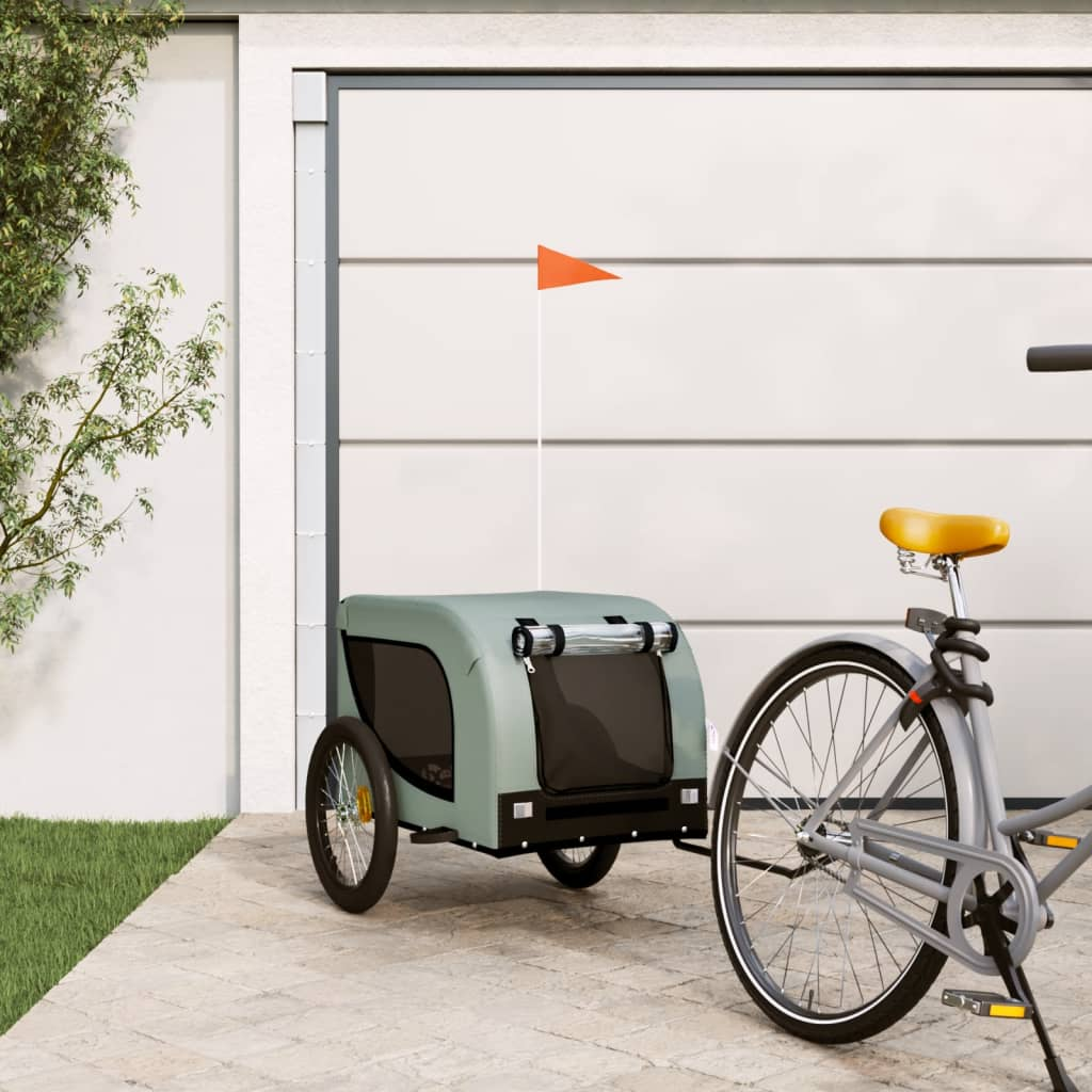 Glamorous Pups : vidaXL Pet Bike Trailer Grey and black Iron, Oxford fabric, PVC Medium