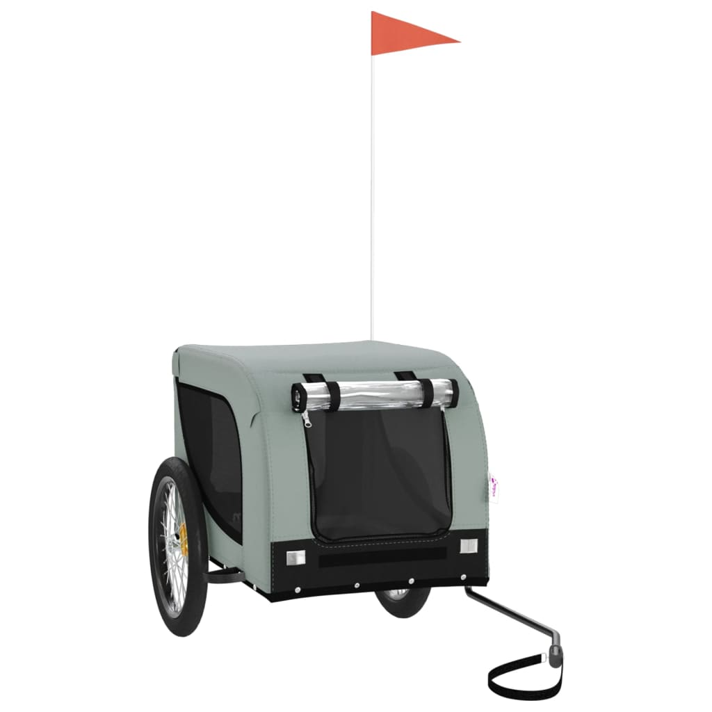 Glamorous Pups : vidaXL Pet Bike Trailer Grey and black Iron, Oxford fabric, PVC Medium