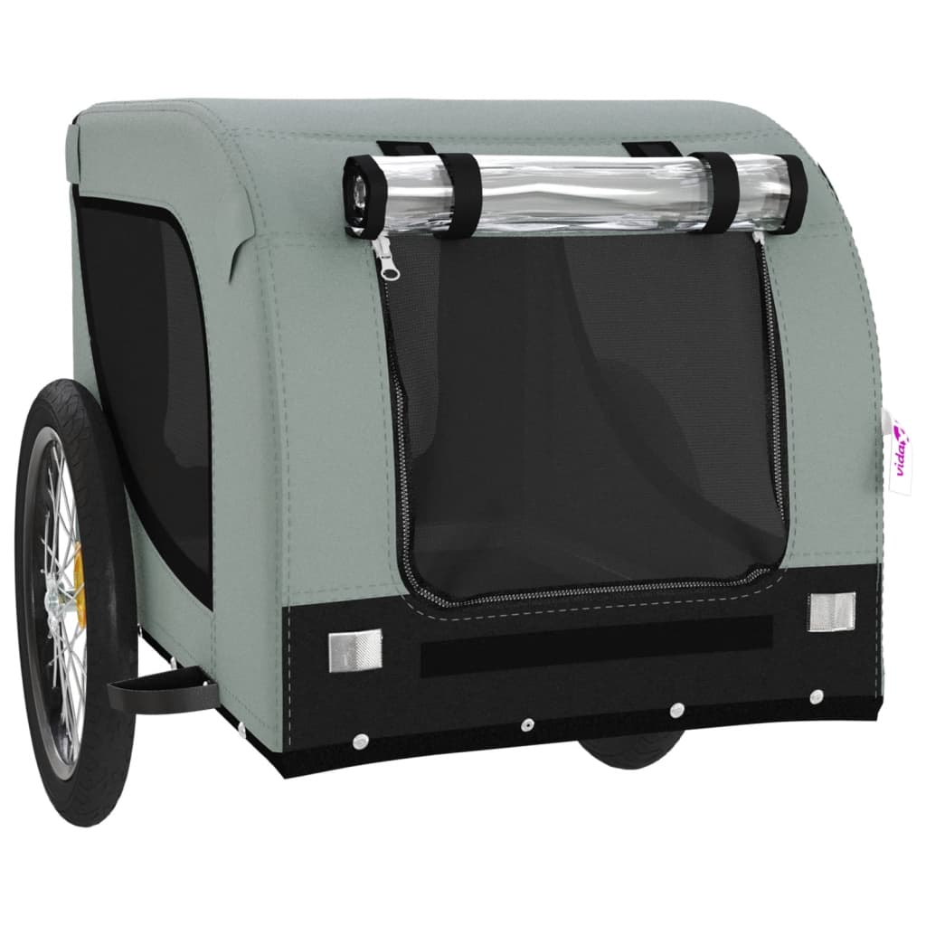 Glamorous Pups : vidaXL Pet Bike Trailer Grey and black Iron, Oxford fabric, PVC Medium