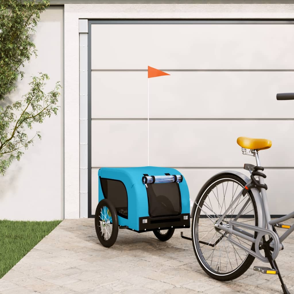 Glamorous Pups : vidaXL Pet Bike Trailer Blue and Black Oxford Fabric, Iron, PVC Small