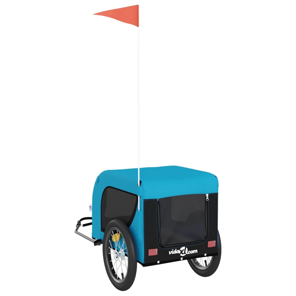 Glamorous Pups : vidaXL Pet Bike Trailer Blue and Black Oxford Fabric, Iron, PVC Small