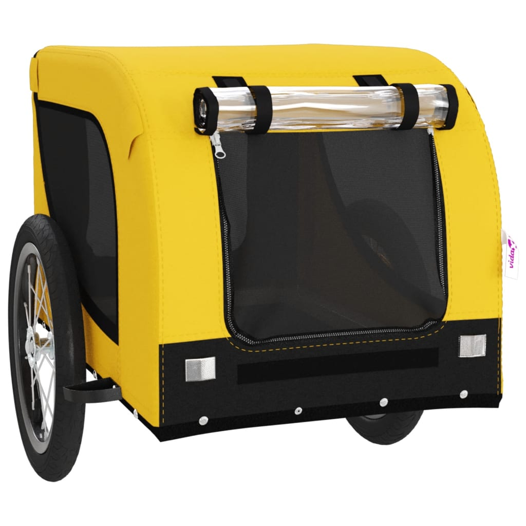 Glamorous Pups : vidaXL Pet Bike Trailer Yellow and Black Oxford Fabric, Iron, PVC