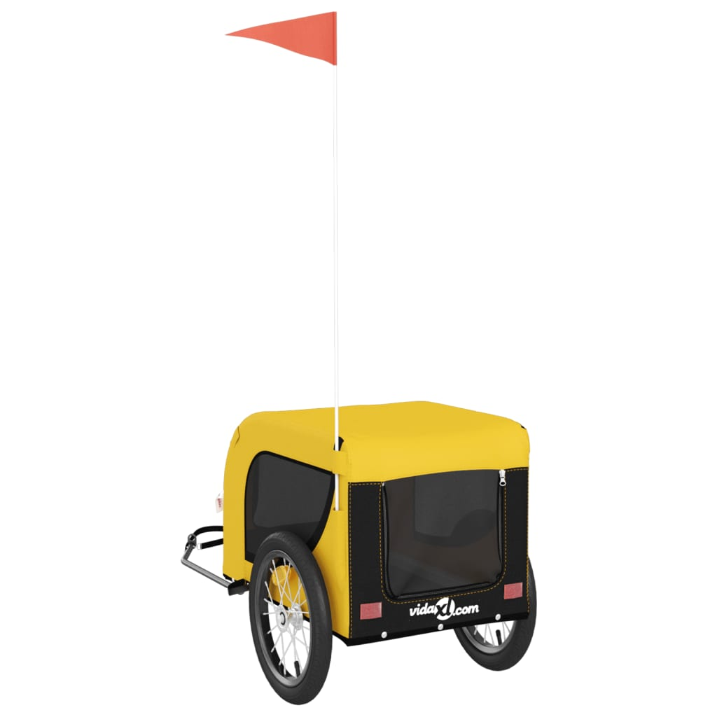 Glamorous Pups : vidaXL Pet Bike Trailer Yellow and Black Oxford Fabric, Iron, PVC