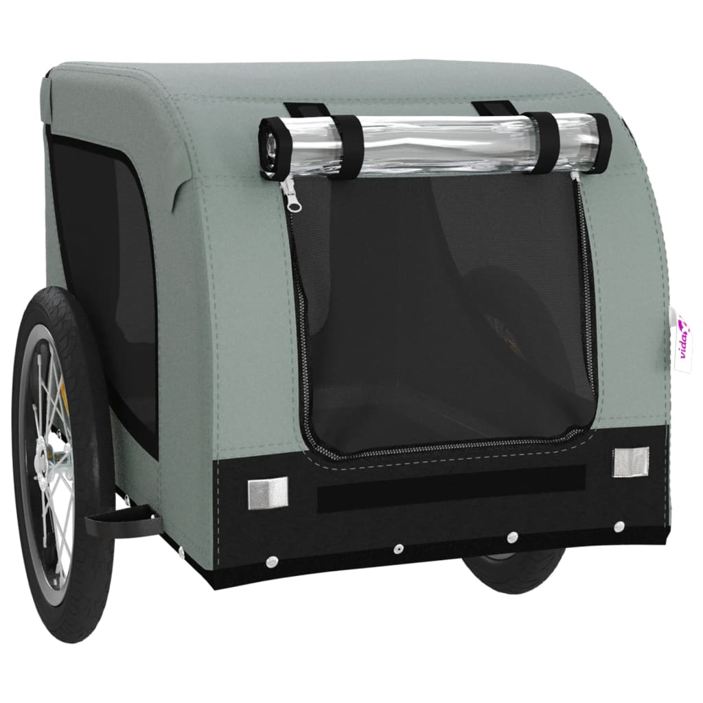 Glamorous Pups : vidaXL Pet Bike Trailer Gray and Black Oxford Fabric, Iron, PVC