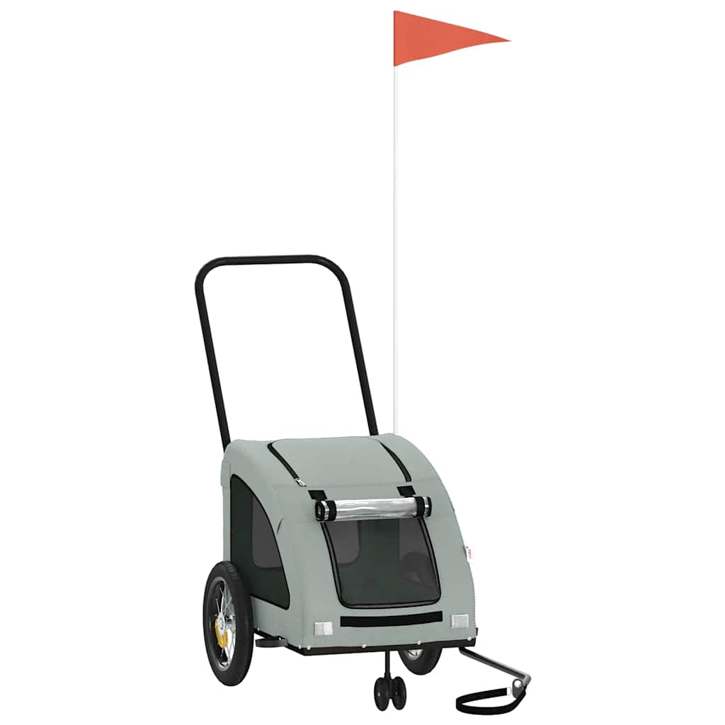 Glamorous Pups : vidaXL Pet Bike Trailer Grey Oxford Fabric and Iron Foldable