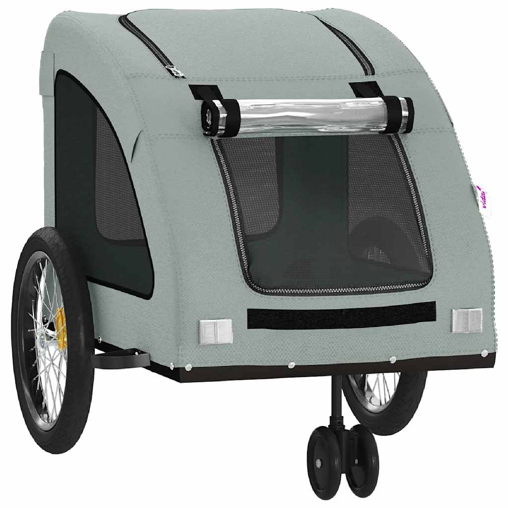 Glamorous Pups : vidaXL Pet Bike Trailer Grey Oxford Fabric and Iron Foldable