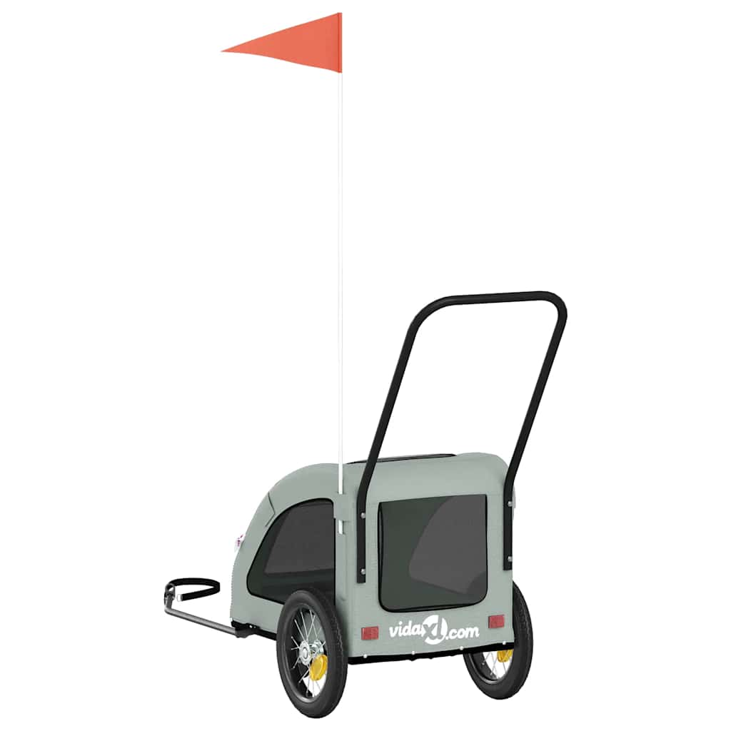 Glamorous Pups : vidaXL Pet Bike Trailer Grey Oxford Fabric and Iron Foldable