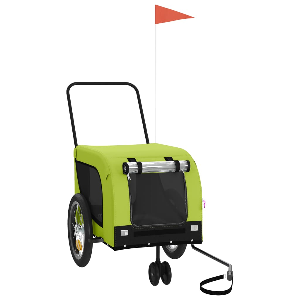 Glamorous Pups : vidaXL Pet Bike Trailer Green and Black Oxford fabric, iron, PVC Small