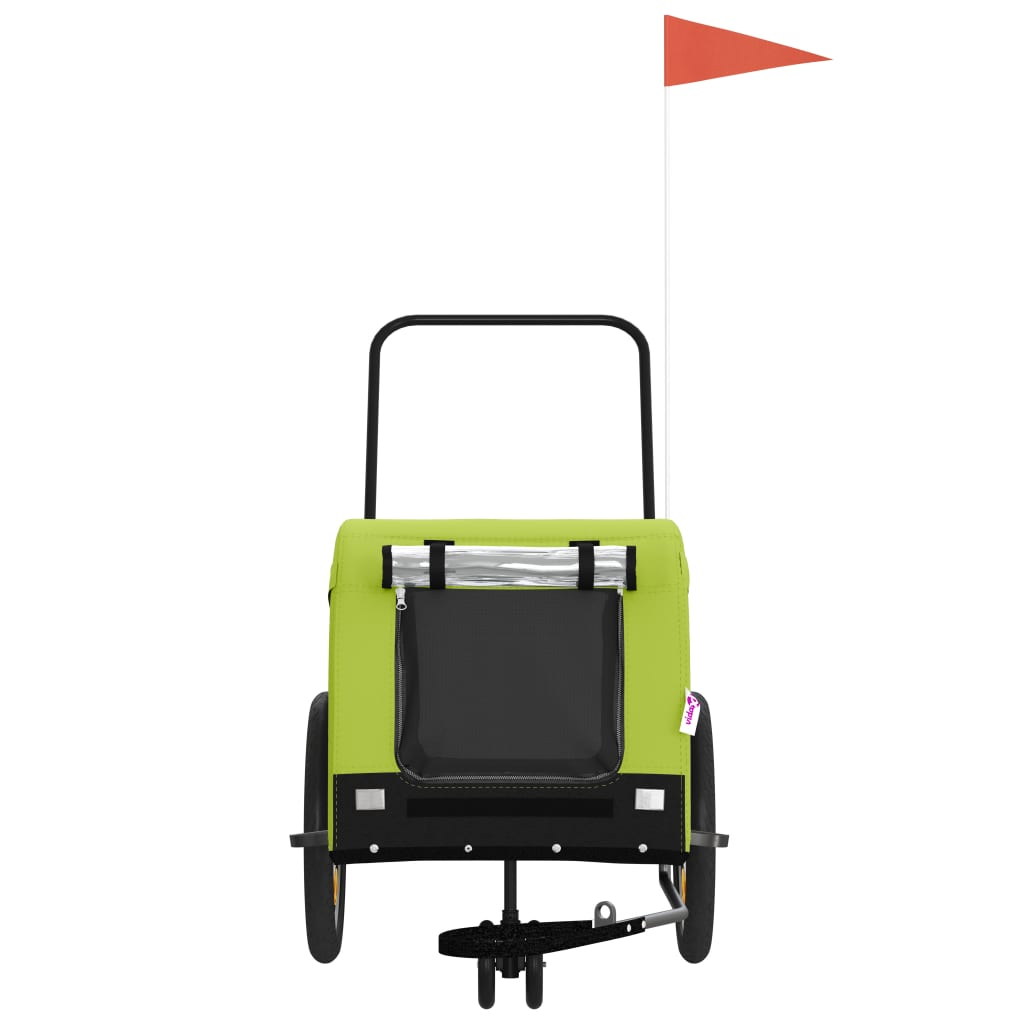 Glamorous Pups : vidaXL Pet Bike Trailer Green and Black Oxford fabric, iron, PVC Small