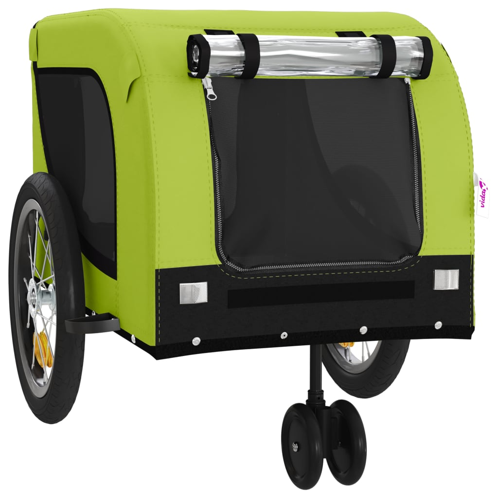 Glamorous Pups : vidaXL Pet Bike Trailer Green and Black Oxford fabric, iron, PVC Small