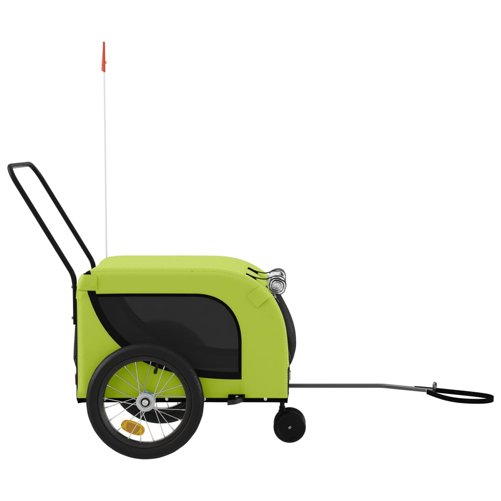 Glamorous Pups : vidaXL Pet Bike Trailer Green and Black Oxford fabric, iron, PVC Small