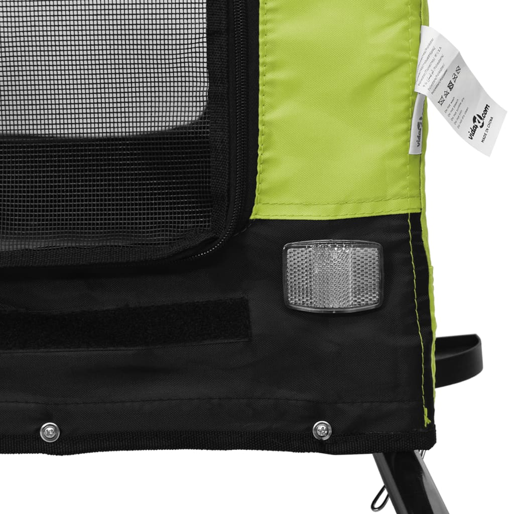 Glamorous Pups : vidaXL Pet Bike Trailer Green and Black Oxford fabric, iron, PVC Small