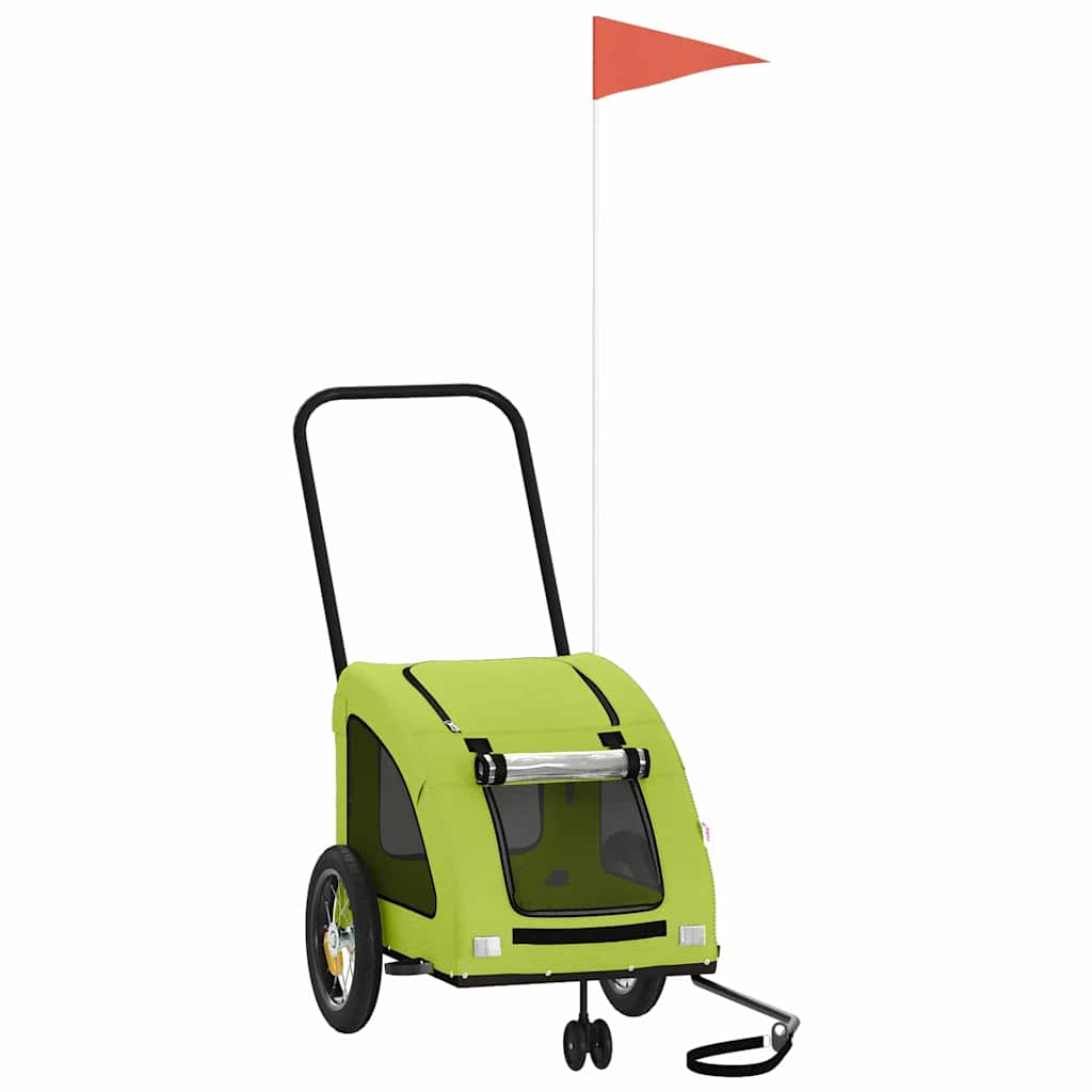 Glamorous Pups : vidaXL Pet Bike Trailer Green Oxford Fabric, Iron, PVC Small Collapsible