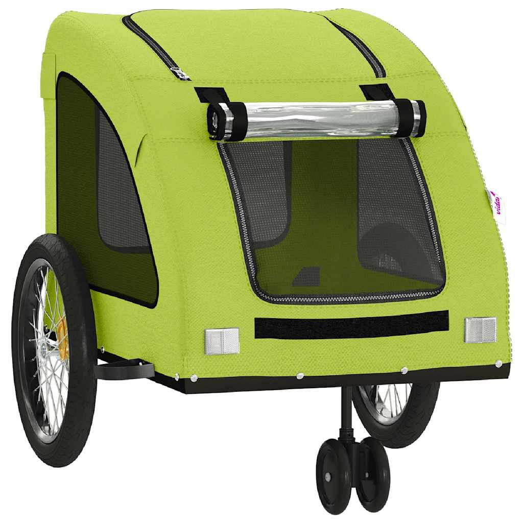 Glamorous Pups : vidaXL Pet Bike Trailer Green Oxford Fabric, Iron, PVC Small Collapsible